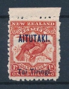 [116478] Aitutaki 1903 Tai Tiringi OVP on New Zealand 1 Sh red bird MNH