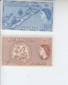 1953 Bermuda QEII Issue  (Scott 156, 158) MLH