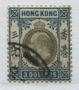 Hong Kong KEVII 1903 $3 superb used