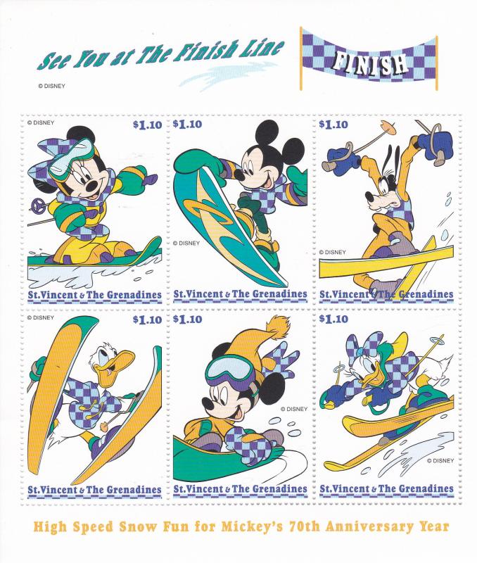 St. Vincent # 2660,  Disney Mickeys 70th Anniverary, NH, 1/2 Cat.