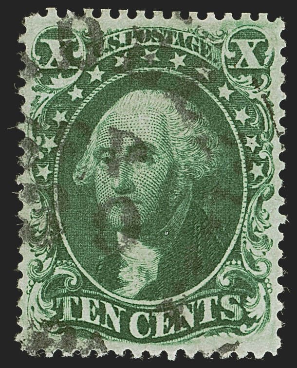 MOMEN: US STAMPS #34 RECUT AT TOP 86L1 USED PSE GRADED CERT XF-90