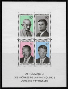 CHAD, UNLISTED, MNH, S.S OF 4, GANDHI, KENNEDY, MARTIN LUTHER KING JR.