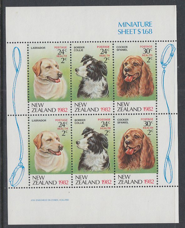 New Zealand B114a Dogs Souvenir Sheet MNH VF