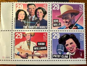 US # 2774a American Music Series block of 4 29c 1993 Mint NH