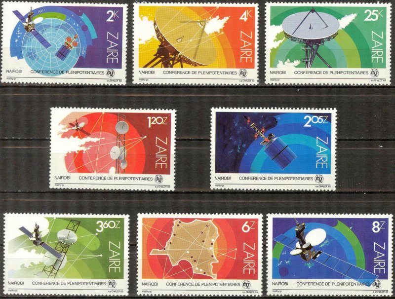 Zaire 1983 Space Conference of International Telecommunication Union Set 8 MNH