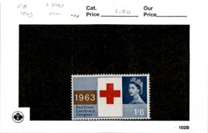 Great Britain, Postage Stamp, #400 Mint NH, 1963 Red Cross (AB)