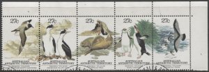 STAMP STATION PERTH Antarctic Terr. #L55 Local Wildlife Strip of 5  CTO