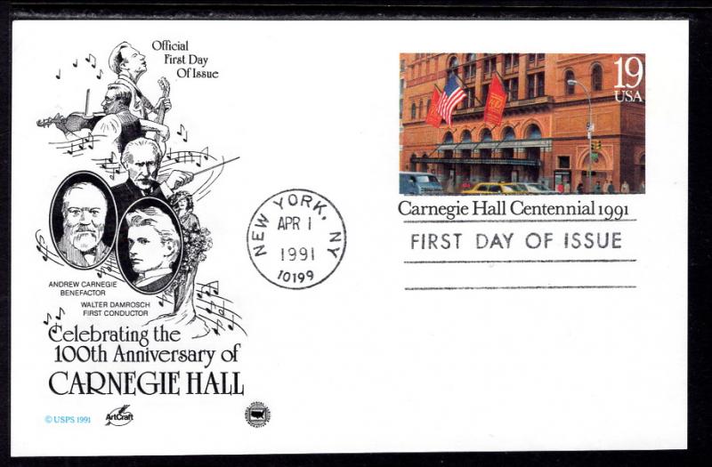 US UX154 Carnegie Hall PCS Artcraft Variety U/A FDC