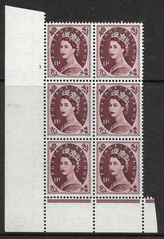 11d Wilding Tudor Wmk Cylinder 1 No Dot perf type B(I/P) UNMOUNTED MINT 