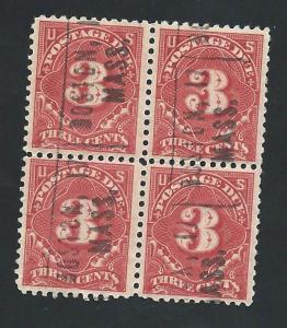 SC# J63 - (3c) - Block of 4 - MNH, OG, UNWMK, PF 11, Precancel Boston, Mass.