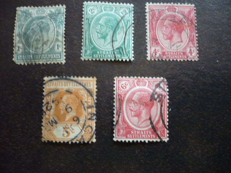 Stamps - Straits Settlements-Scott#149,151,154-156- Used Partial Set of 5 Stamps