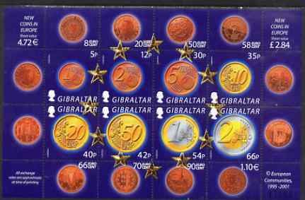 GIBRALTAR - 2002 - Intro. Euro Currency - Perf 8v Sheet - Mint Never Hinged