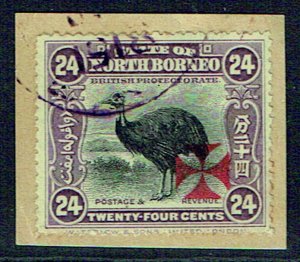 NORTH BORNEO 1916 Carmine dull ink Cross ovpt 24c - 42222