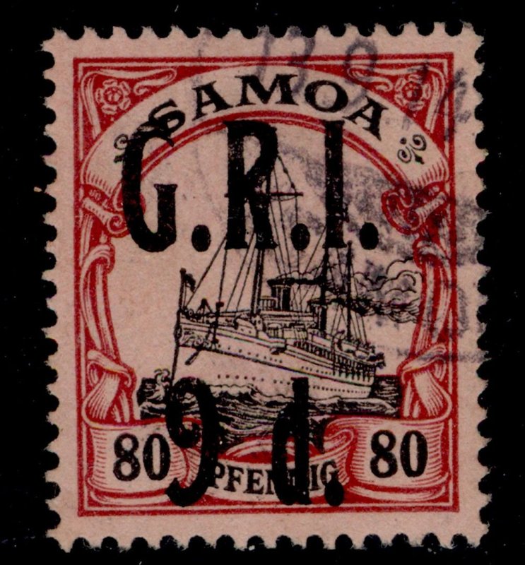 SAMOA QV SG109, 9d on 80pf black & carmine-rose, FINE USED. Cat £110.
