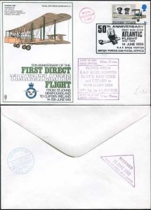 SC9a 50th Ann 1st Direct Transatlantic Flight Standard Cover