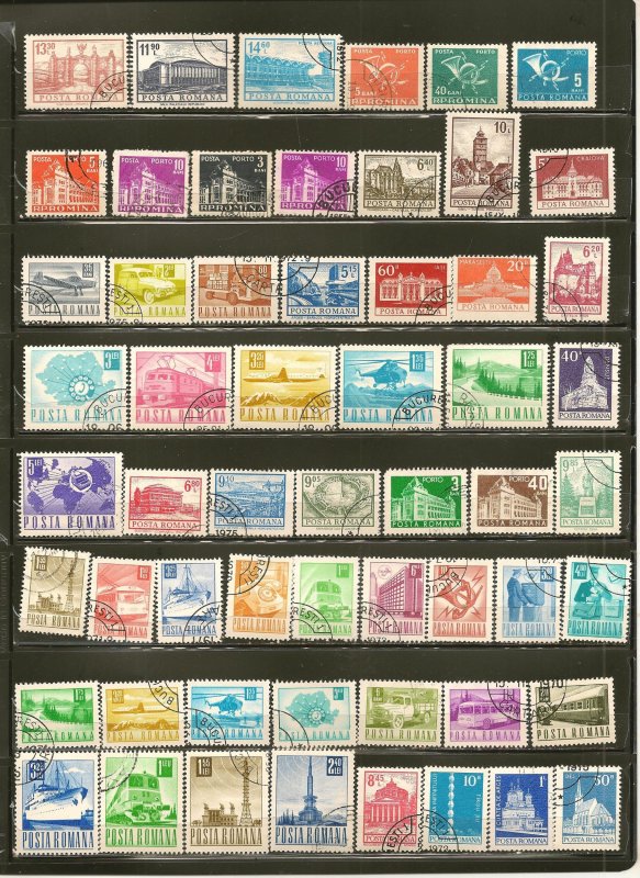 Romania Lot of 57 Different Pre 1980 Old CTO/Used Off Paper Stamps