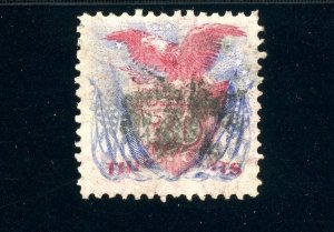 USAstamps Used VF US 1869 Pictorial Shield & Eagle Scott 121 SCV $450