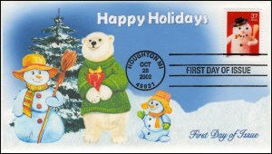 AO, 2002, Snowman with Pipe, Add-on Cover, FDC, Booklet Stamp,