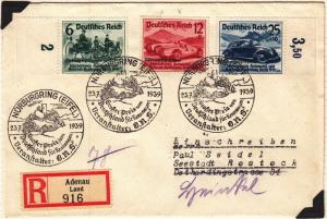 Germany - 1939 overprinted Auto Races Postal History collection on Album pages