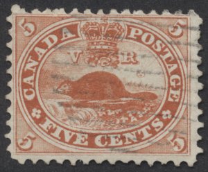 Canada #15 5c Beaver First Cents Issue Perf 11.75 Used VF