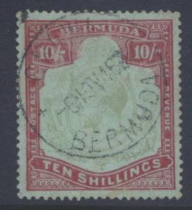 Bermuda - Scott 53 - KGV Definitive - 1910 - VFU -  Single 10/- Stamps