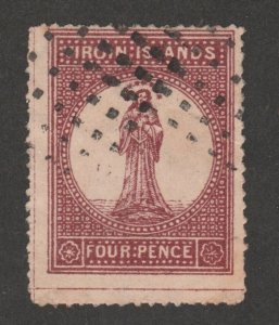 KAPPYS  5111 BRITISH VIRGIN ISLANDS FOURNIER FORGERY RARE OF SCOTT #5 USED