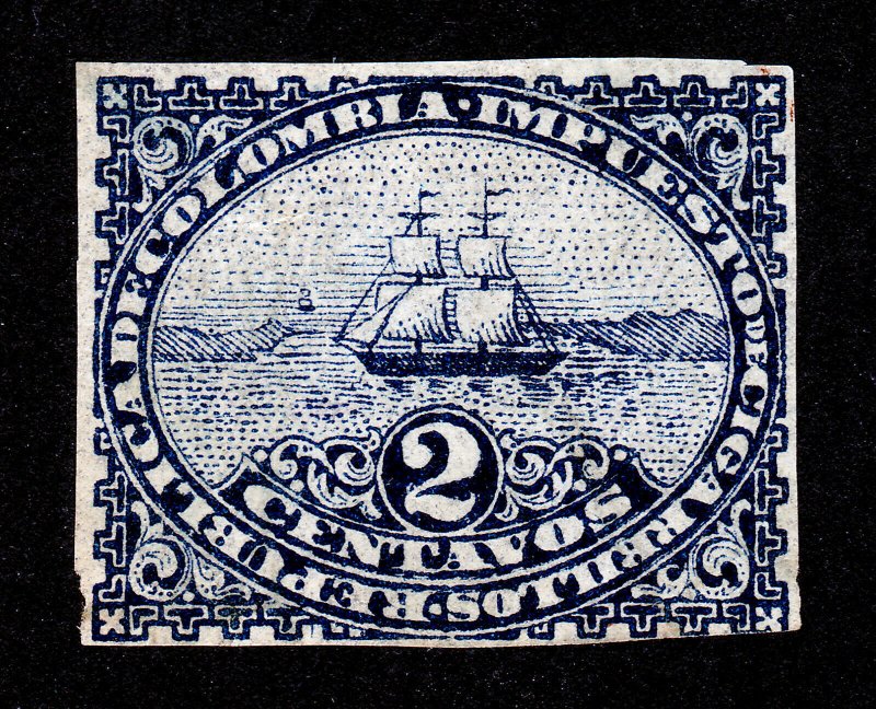 COLOMBIA CIGARETTE TAX REVENUE STAMP 2¢ IMPERF NO GUM