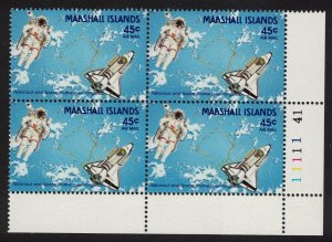 Marshall Is. Shuttle Astronaut over Rongelap Corner Block of 4 1988 MNH SG#203