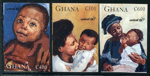 HERRICKSTAMP GHANA Sc.# 1887-89 UNICEF Imperf