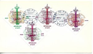 HAITI 1963 PEACEFUL USES OF SPACE SET OF 4 VALUES ON FIRST DAY COVER FDC SPACE