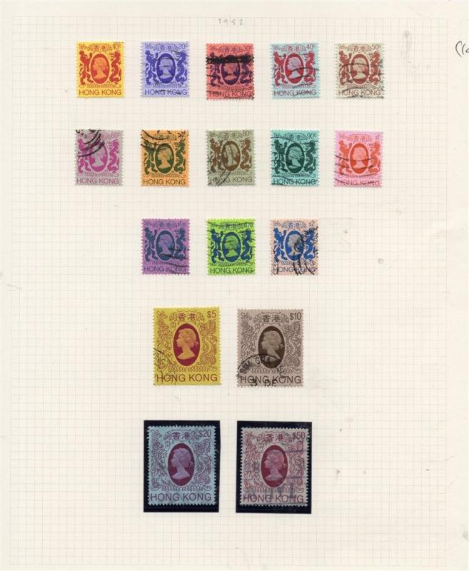 HONG KONG; 1980s early QEII Definitive issues fine used lot to $50. on page