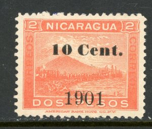 Nicaragua 1901 Momotombo 10¢/2 Pesos (2mm spacing) Max 187c Mint N672