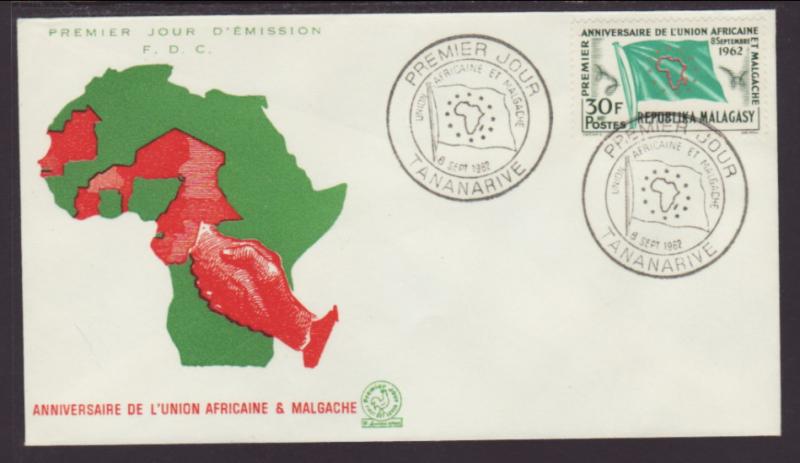 Madagascar 332 Flag 1962 U/A FDC