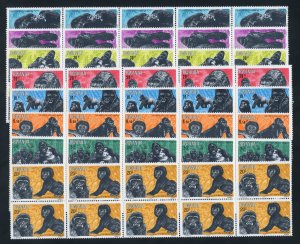 Rwanda 1983 Gorillas MNH Blocks of Ten  1158-65