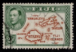 FIJI GVI SG256b, 2½d brown & green, FINE USED. VATULELE CURL