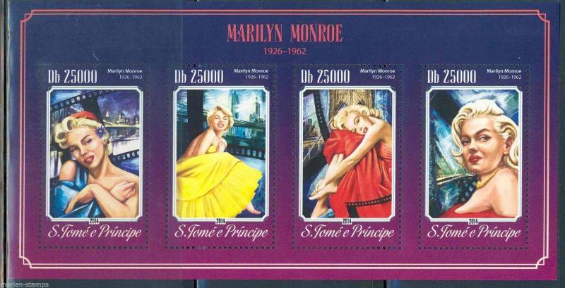 SAO TOME   2015 MARILYN MONROE  SHEET   MINT NH