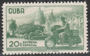 1958 Cuba Stamps Sc E 25 Messenger in Motorcycle and Havana View MNH