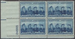 Scott # 1013 - US Plate Block Of 4 - Service Women - MNH -1952