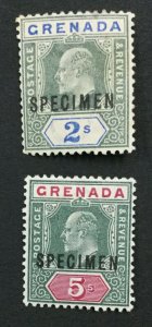 MOMEN: GRENADA SG #64s-65s 1902 SPECIMEN MINT OG H LOT #191628-404