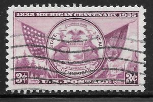 USA 775: 3c Great Seal of the State of Michigan, VF, used