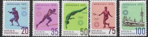 Indonesia  823-27  1972  set 5  FVF Mint NH