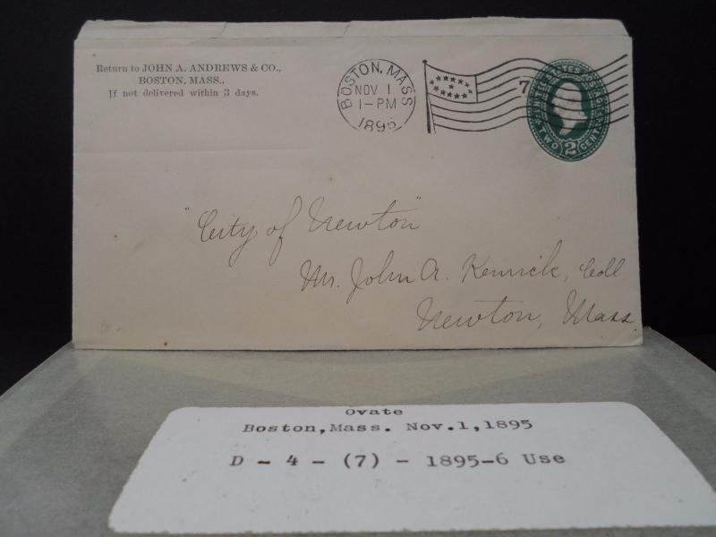 Troy NY 1898 flag cancel B14 1 on U312 1393 backstamp PDNY p.d.n.y. REC green