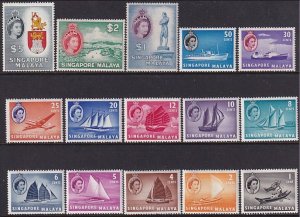 1955 Singapore Malaya QE Queen Elizabeth complete MLH set of (15) Sc#  28 / 42