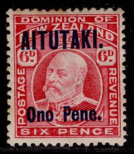 COOK ISLANDS - Aitutaki GV SG11, 6d carmine, M MINT. Cat £55.