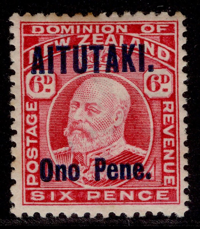 COOK ISLANDS - Aitutaki GV SG11, 6d carmine, M MINT. Cat £55.
