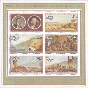 Niue #218a, Complete Set, S/S Only, 1978, Art, Captain Cook, Never Hinged