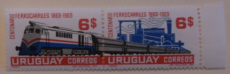 Uruguay 770-1a MNH Train Topical Cat $0.80