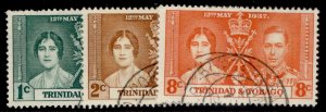 TRINIDAD & TOBAGO GVI SG243-245, 1937 CORONATION set, FINE USED.