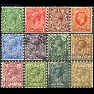 G.B. 1924 - Scott# 187-200 King Set of 12 Used