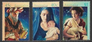 AUSTRALIA 1996 CHRISTMAS Set Sc 1567-1569 MNH